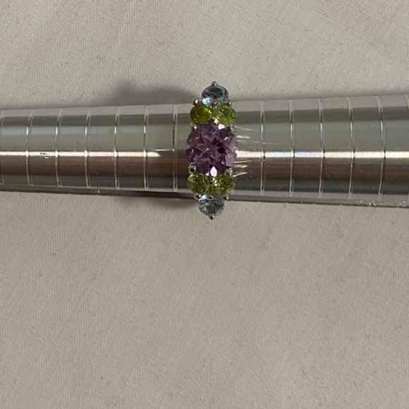 925 Silver Natural Topaz Amethyst Peridot Gemstones Jewelry Set - Picture 6 of 7